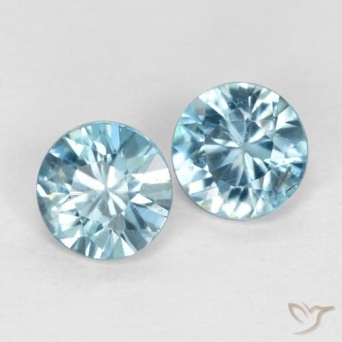 Gemme di Zircone Azzurro Maya chiaro naturale da 0.94 ct, Rotondo, VS