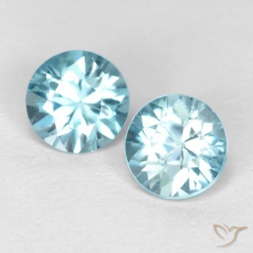 1.10ctw Naturale Azzurro Zircone, Rotondo, VS