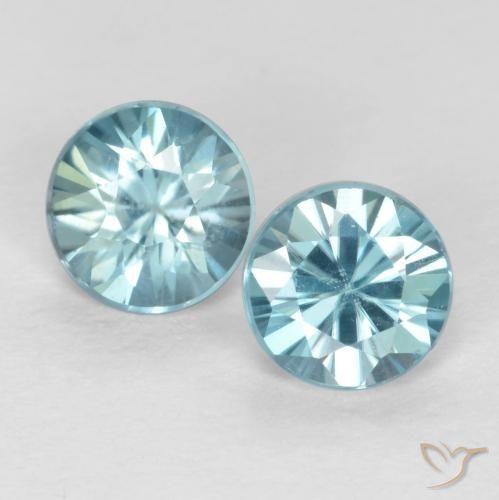 0.85ctw Naturale Blu verdastro Zircone, Rotondo, VS