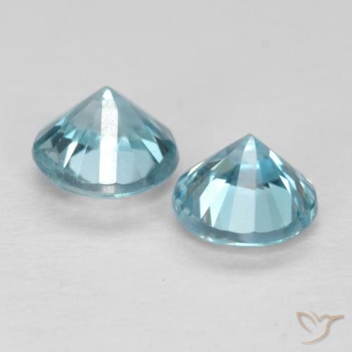 Gemme di Zircone Blu verdastro naturale da 0.85 ct, Rotondo, VS