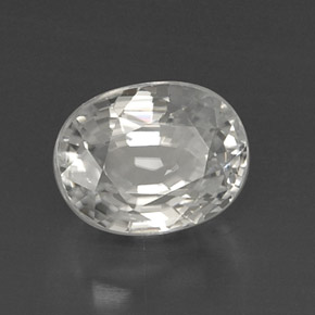 Zircone naturale bianco da 8,64 ct, taglio ovale, VVS
