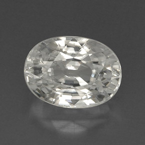 Zircone naturale bianco da 9,71 ct, taglio ovale, VVS
