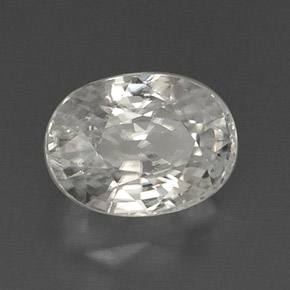 Zircone naturale bianco da 9,71 ct, taglio ovale, VVS