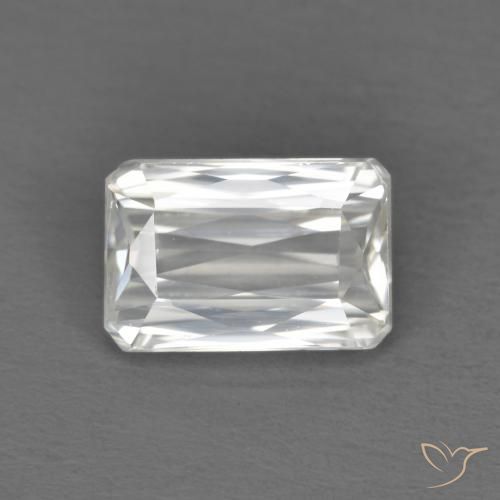 1.38ct Naturale Bianco Zircone, Taglio smeraldo, VVS-VS