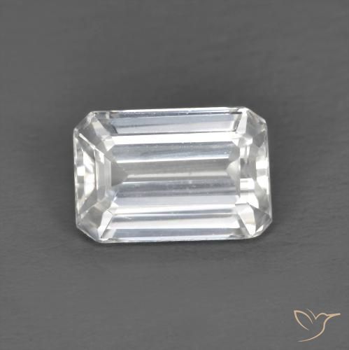 1.45ct Naturale Bianco Zircone, Taglio smeraldo, VVS-VS