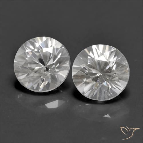 Gemme di Zircone Bianco naturale da 2.47 ct, Rotondo, VVS-VS