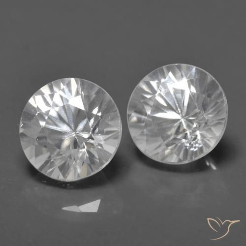 Gemme di Zircone Bianco naturale da 1.58 ct, Rotondo, VVS-VS