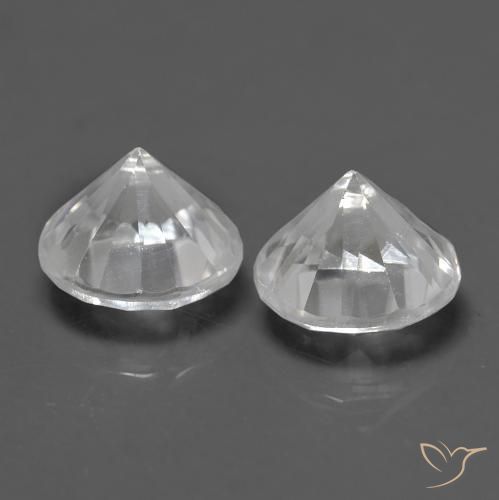 Gemme di Zircone Bianco naturale da 1.58 ct, Rotondo, VVS-VS
