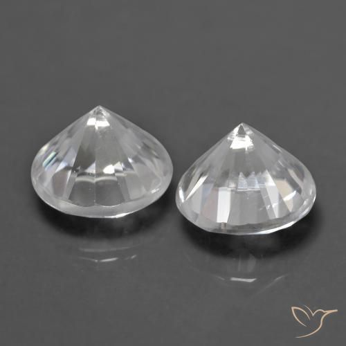 Gemme di Zircone Bianco naturale da 1.57 ct, Rotondo, VVS-VS
