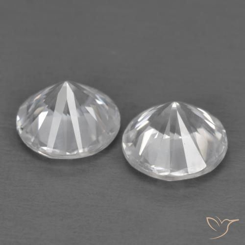 Gemme di Zircone Bianco naturale da 2.40 ct, Rotondo, VVS-VS