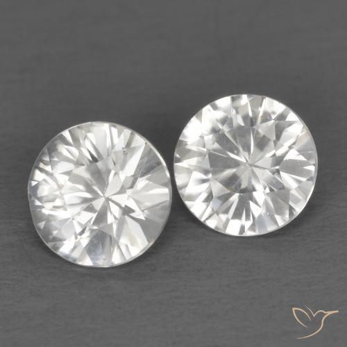Gemme di Zircone Bianco naturale da 1.35 ct, Rotondo, VS