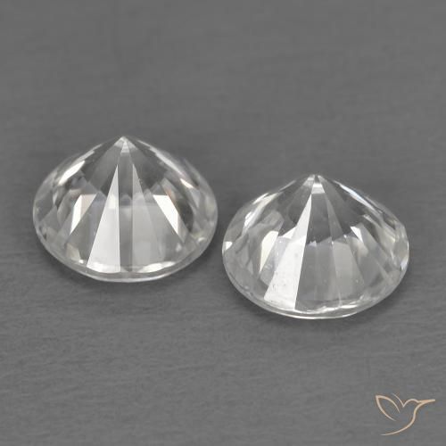 Gemme di Zircone Bianco naturale da 1.45 ct, Rotondo, VVS