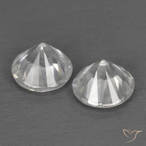 Gemme di Zircone Bianco naturale da 1.49 ct, Rotondo, VVS-VS