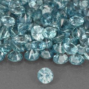 Zircone naturale blu da 0,38 ct, taglio rotondo, VVS-VS