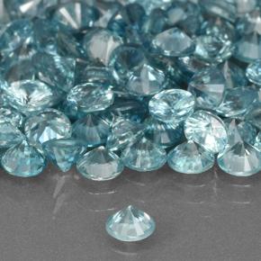 Zircone naturale blu da 0,38 ct, taglio rotondo, VVS-VS