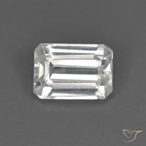1.55ct Naturale Bianco Zircone, Taglio smeraldo, VS