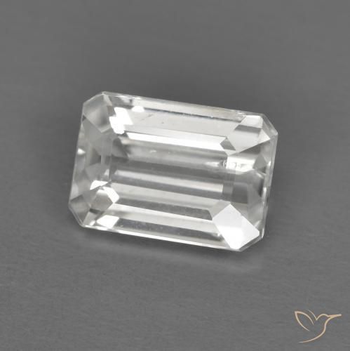 1.55ct Naturale Bianco Zircone, Taglio smeraldo, VS