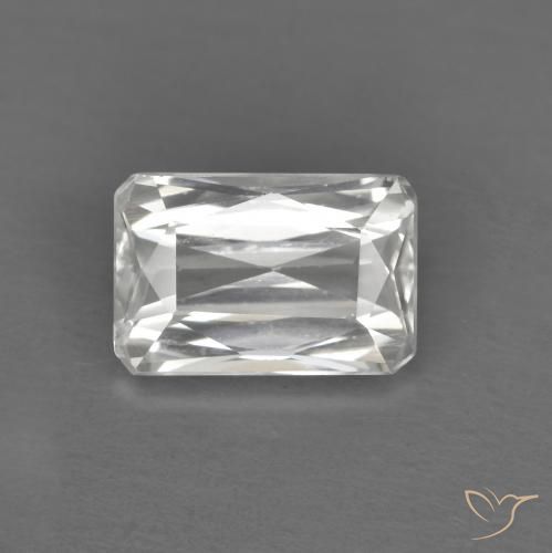 1.32ct Naturale Bianco Zircone, Taglio smeraldo, VVS