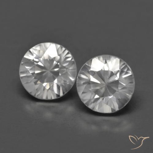 Gemme di Zircone Bianco naturale da 1.62 ct, Rotondo, VVS-VS