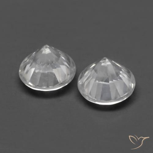 Gemme di Zircone Bianco naturale da 1.62 ct, Rotondo, VVS-VS