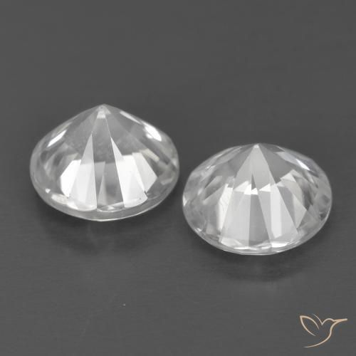Gemme di Zircone Bianco naturale da 2.42 ct, Rotondo, VVS-VS