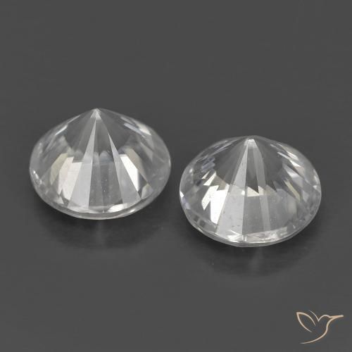 Gemme di Zircone Bianco naturale da 1.43 ct, Rotondo, VVS-VS