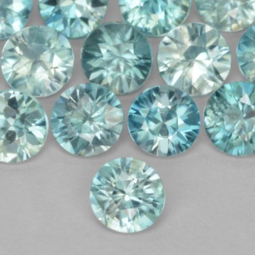 Zircone naturale blu da 0,49 ct, taglio rotondo, VS