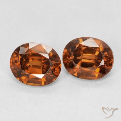 Gemme di Zircone Arancione rossastra naturale da 1.90 ct, Ovale, VVS