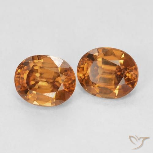 Gemme di Zircone Arancione scuro naturale da 1.93 ct, Ovale, VVS