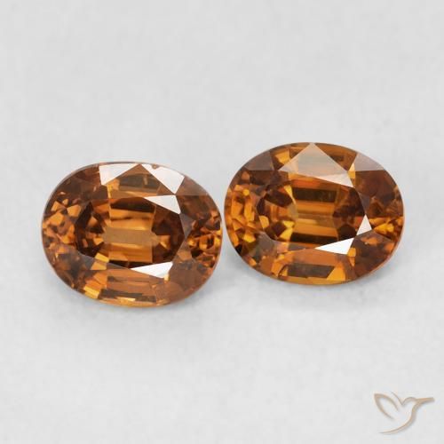 Gemme di Zircone Arancio ruggine naturale da 1.20 ct, Ovale, VVS-VS