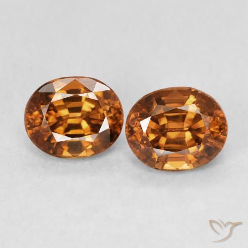 2.22ctw Naturale Medium Dark-Orange Zircone, Ovale, VS
