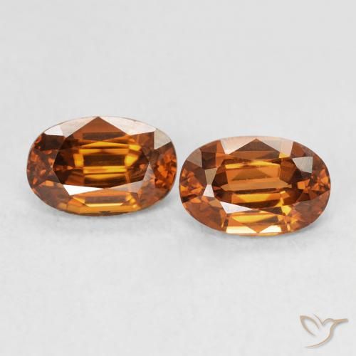 Gemme di Zircone Medium Dark-Orange naturale da 1.64 ct, Ovale, VVS-VS