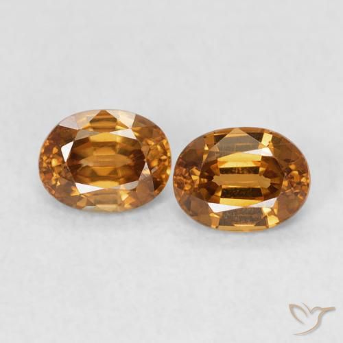 Gemme di Zircone Arancione scuro naturale da 1.14 ct, Ovale, VVS-VS