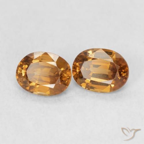 Gemme di Zircone Arancione scuro naturale da 1.14 ct, Ovale, VVS-VS