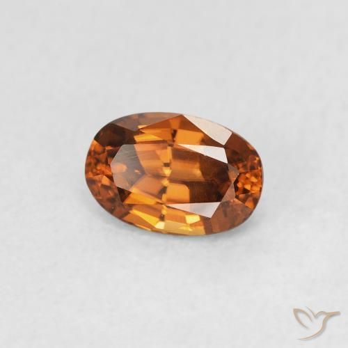 Zircone Medium Dark-Orange naturale da 0.82 ct, Ovale, VVS