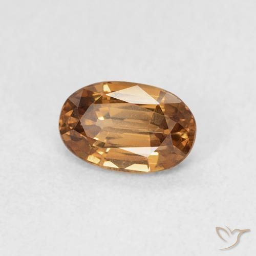 Zircone Arancione marroncino naturale da 0.77 ct, Ovale, VVS