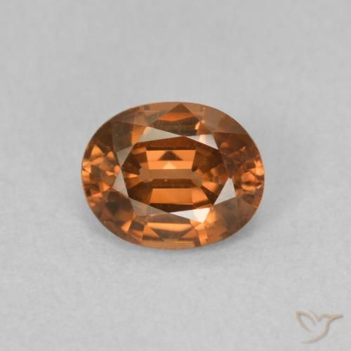 0.87ct Naturale Medium Dark-Orange Zircone, Ovale, VVS-VS