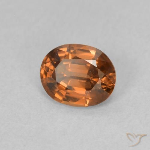 Zircone Medium Dark-Orange naturale da 0.87 ct, Ovale, VVS-VS