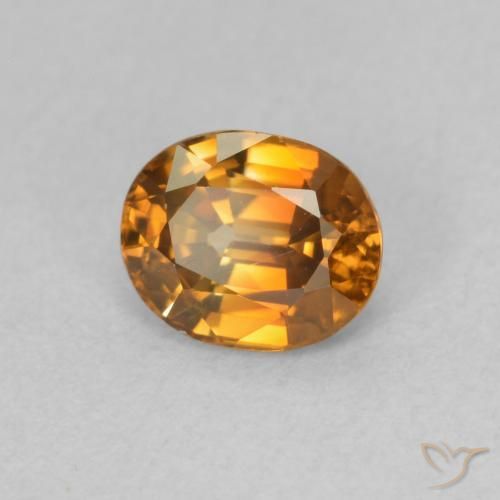 Zircone Arancio Terra naturale da 1.06 ct, Ovale, VVS-VS