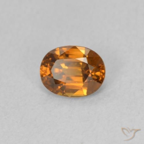 Zircone Arancio Medio naturale da 0.63 ct, Ovale, VVS-VS