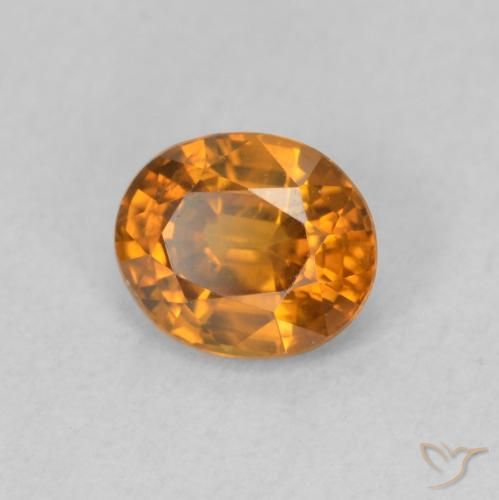 Zircone Arancio Medio naturale da 0.98 ct, Ovale, VVS-VS