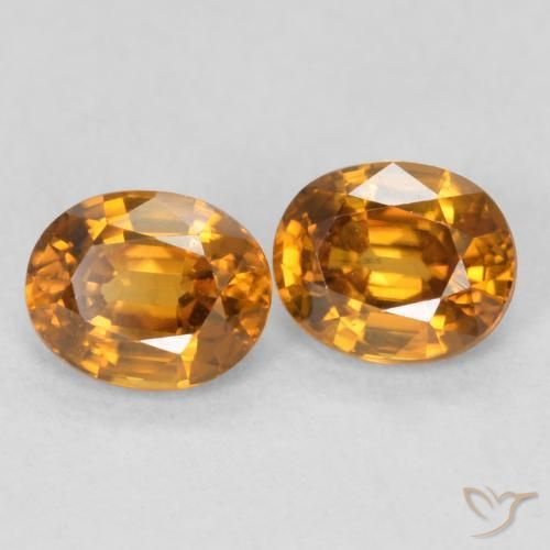 Gemme di Zircone Marrone arancio naturale da 1.22 ct, Ovale, VVS-VS