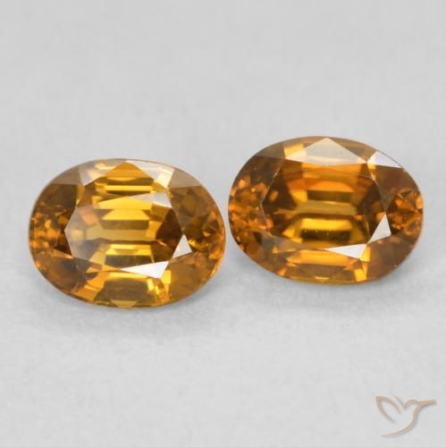 Gemme di Zircone Marrone arancio naturale da 1.19 ct, Ovale, VVS-VS