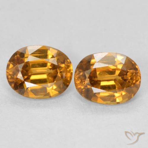 1.25ctw Naturale Arancione scuro Zircone, Ovale, VVS-VS