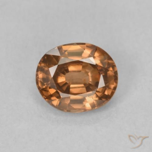 1.02ct Naturale Arancione scuro Zircone, Ovale, VVS-VS