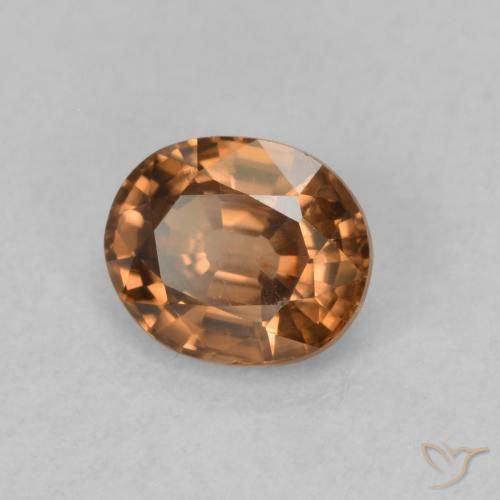 Zircone Arancione scuro naturale da 1.02 ct, Ovale, VVS-VS