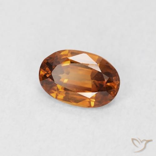 Zircone Arancio Terra naturale da 0.66 ct, Ovale, VS