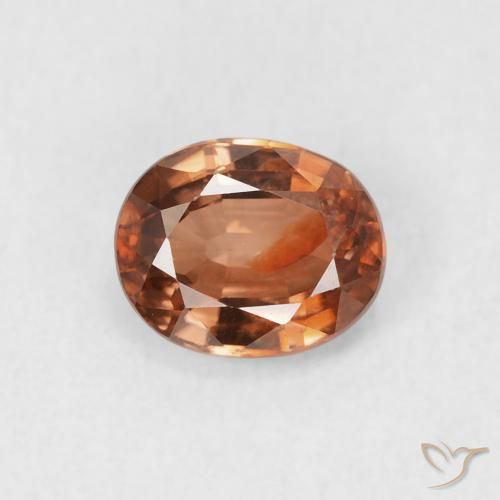 1.02ct Naturale Arancione scuro Zircone, Ovale, VS