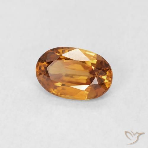 Zircone Arancio Medio naturale da 0.67 ct, Ovale, VVS-VS