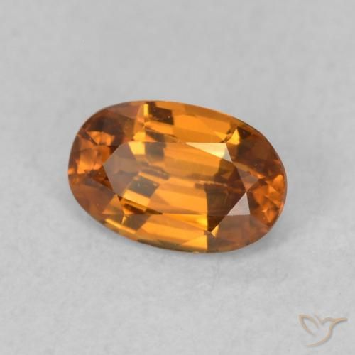 Zircone Arancione marroncino naturale da 0.73 ct, Ovale, VVS-VS
